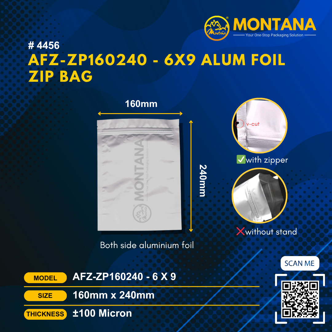 (4456) AFZ-ZP160240 - 6X9 ALUM FOIL ZIP BAG