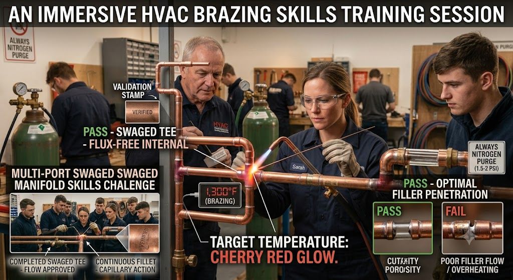 HVAC brazing copper joint skills training