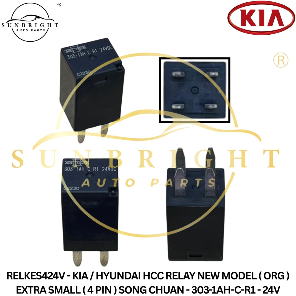 RELKES424V - KIA / HYUNDAI HCC RELAY NEW MODEL ( ORG ) EXTRA SMALL ( 4 PIN ) SONG CHUAN - 303-1AH-C-R1 - 24V