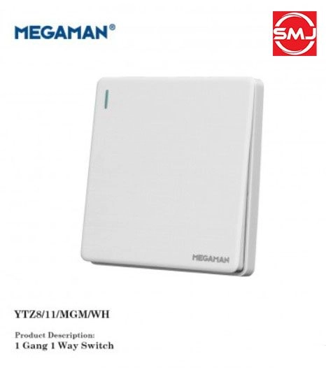 Megaman YTZ8/11/MGM/WH 1 Gang 1 Way Switch (White)