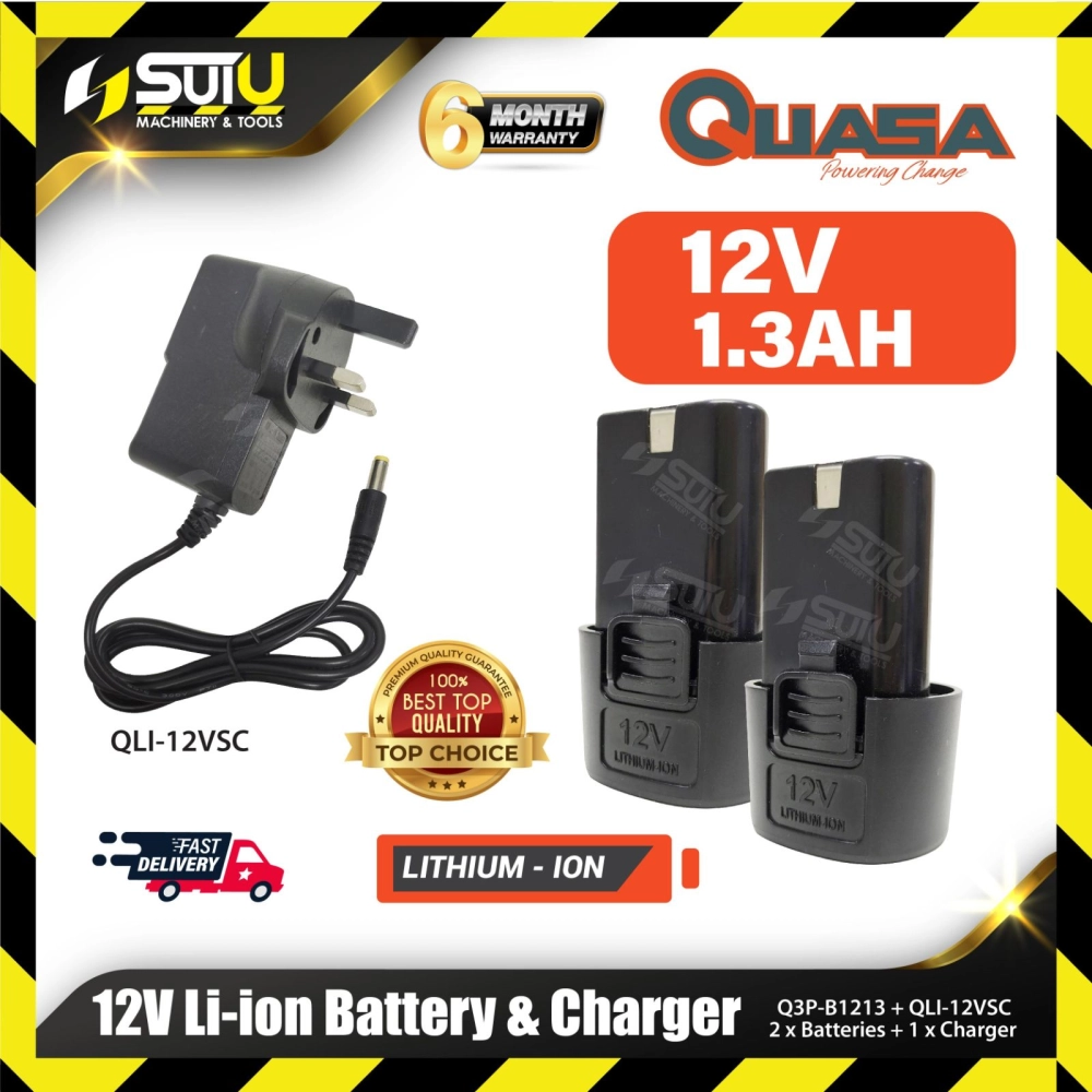 [SET] QUASA Q3P-B1213 12V Battery + QLI-12VSC 12V Charger 1.3A