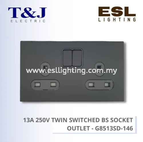 T&J SWITCHES ULTIMATE II SERIES 13A 250V TWIN SWITCHED BS SOCKET OUTLET - G8513SD-146-BFSS G8513SD-146-BFMR G8513SD-146-BSBL