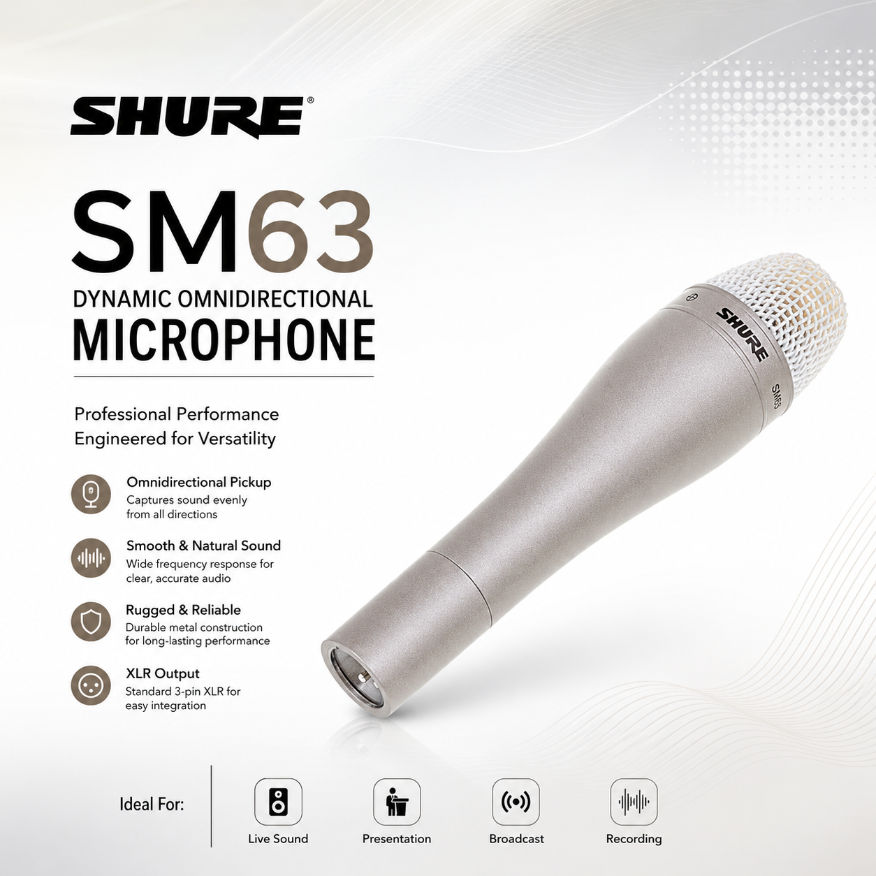 Shure SM63 – Mikrofon Dinamik Omnidirectional