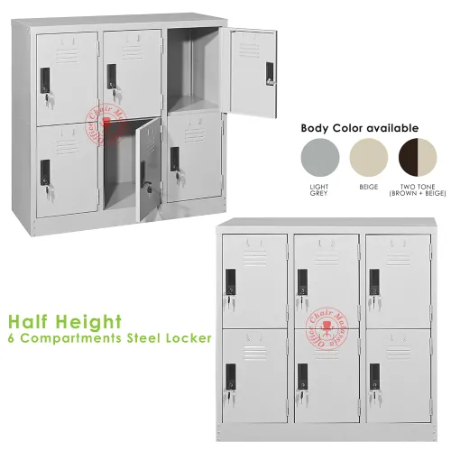 6 Compartment Half Height Steel Locker / Metal Locker / Student Locker / Almari Besi / Kabinet besi