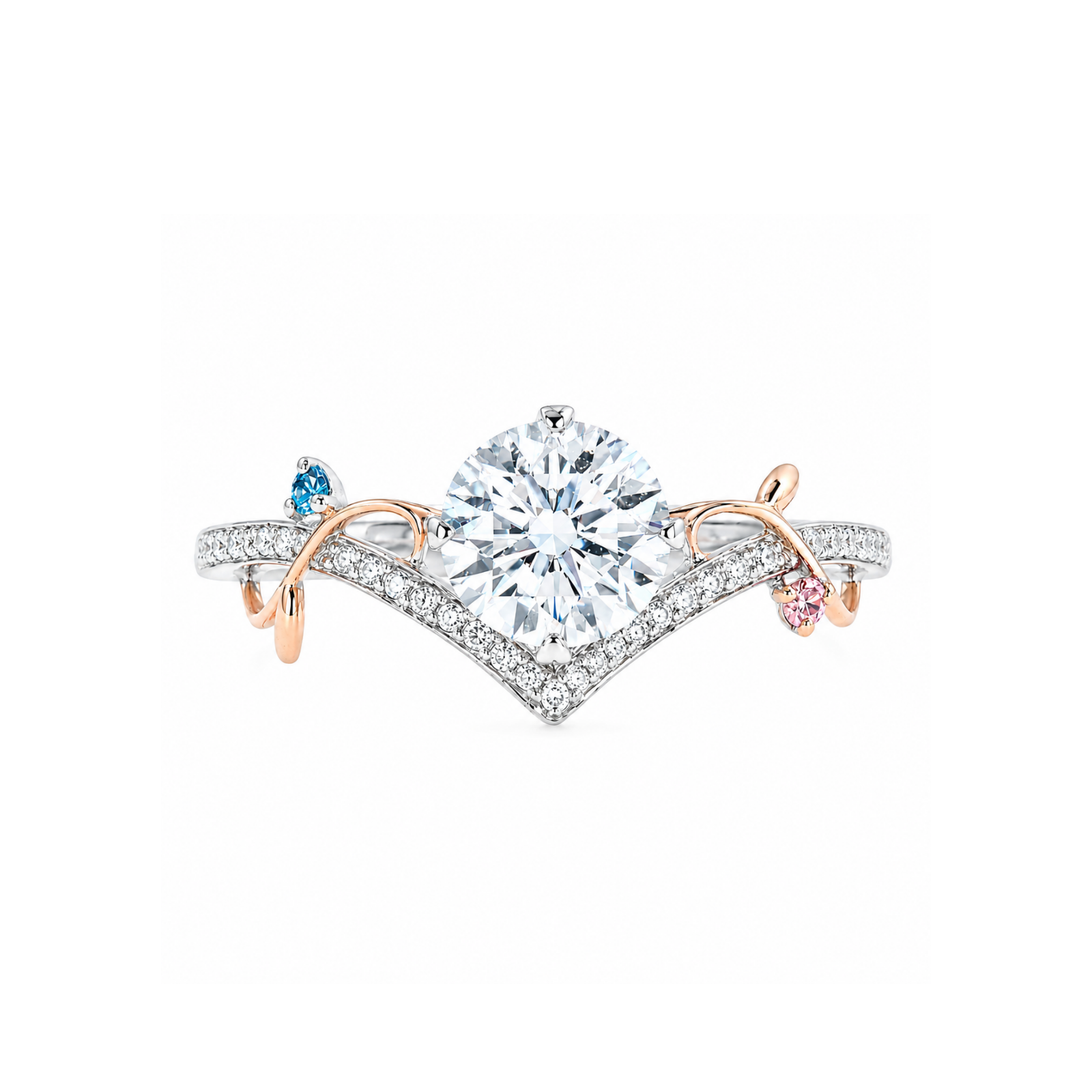 Roman & Co庐 Caelvoria Petal Bloom Two-Tone Diamond Engagement Ring