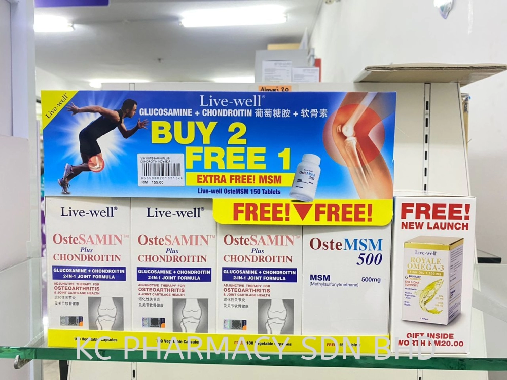 LiveWell OsteSAMIN Plus Glucosamine + Chondroitin(BUY2 GET 1 FREE100s + 1  FREE150s + Free Royale Fish Oil7s)(EXP:9/2025) MEDICAL DEVICES Kedah,  Malaysia, Alor Setar Supplier, Suppliers, Supply, Supplies