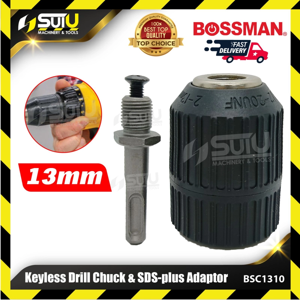 BOSSMAN BSC1310 / BSC 1310 13MM Keyless Drill Chuck & SDS-Plus Adaptor