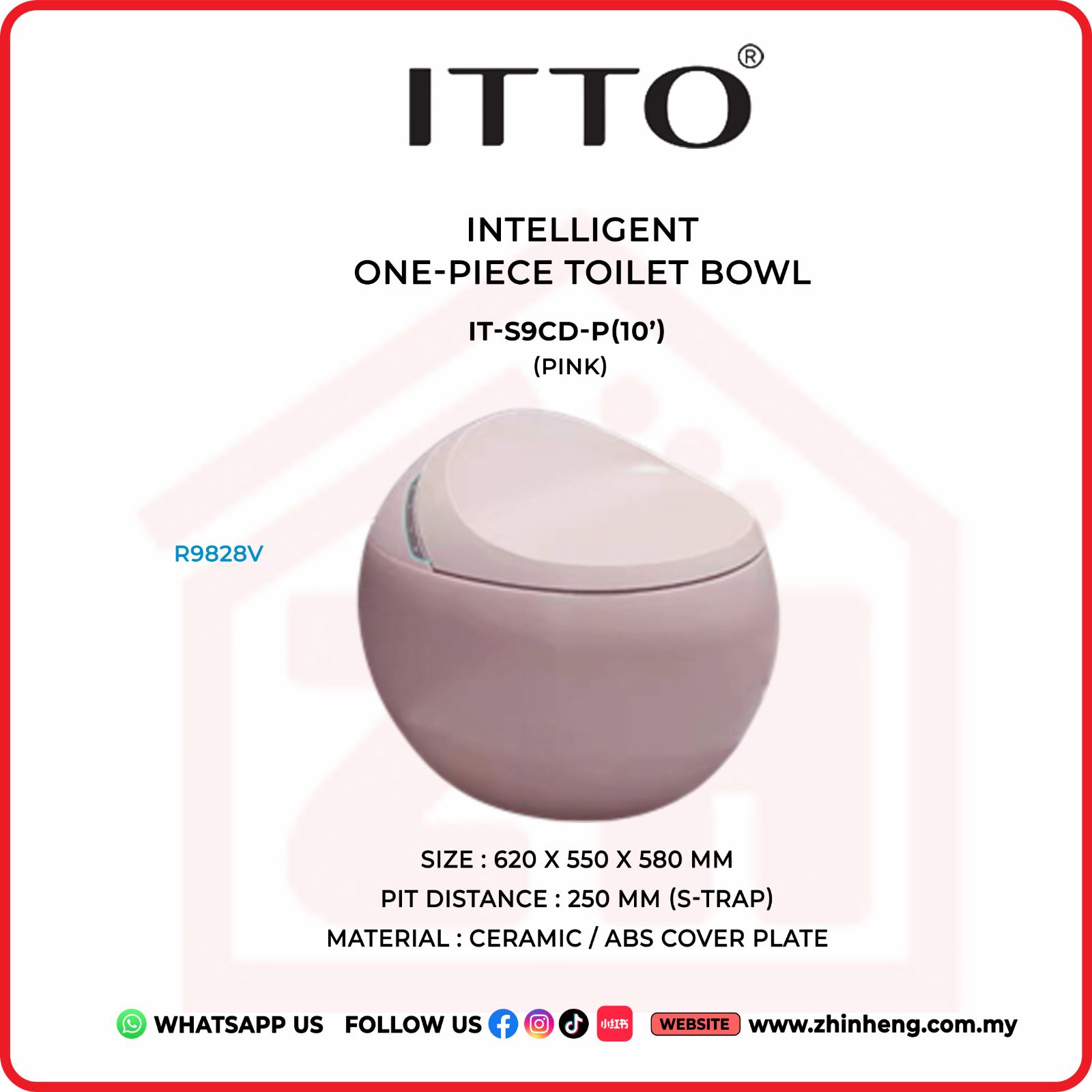 ITTO INTELLIGENT ONE-PIECE TOILET BOWL IT-S9CD-P(10")