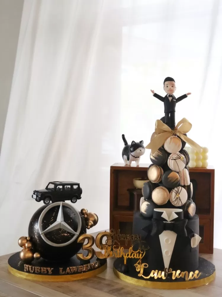 Black Gold Tuxedo Mercedez Cake