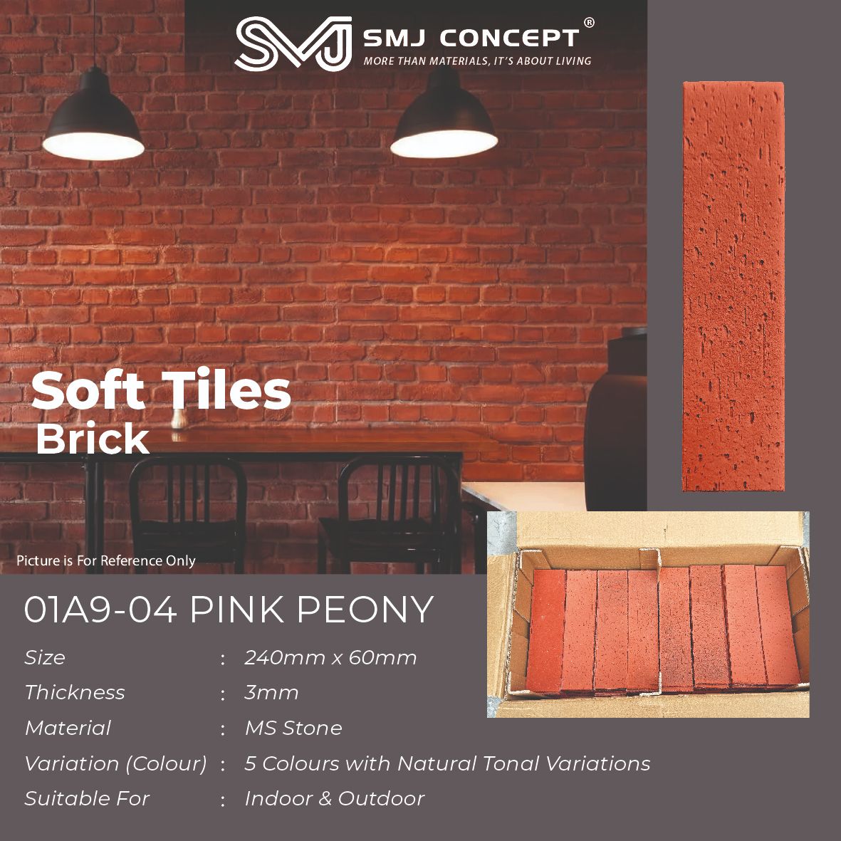 Soft Tiles Rough Stone | PINK PEONY | 01A9-04