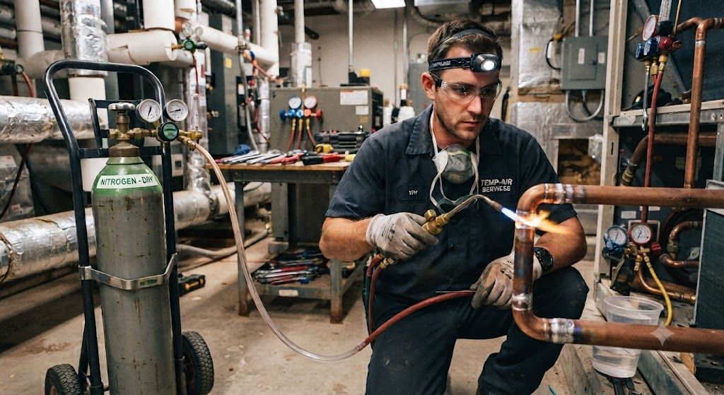 nitrogen flow during copper brazing refrigeration