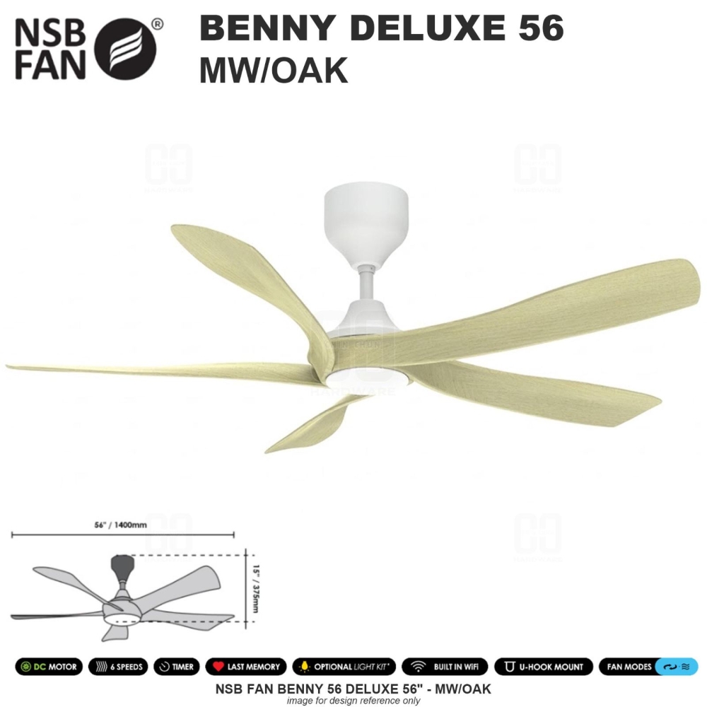 NSB FAN BENNY DELUXE 56" MW/OAK