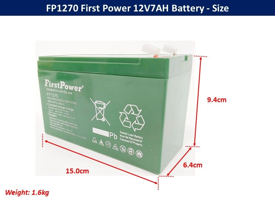 First Power FP1270 Rechargeable Seal Lead Acid Back Up Battery - Autogate Backup Battery