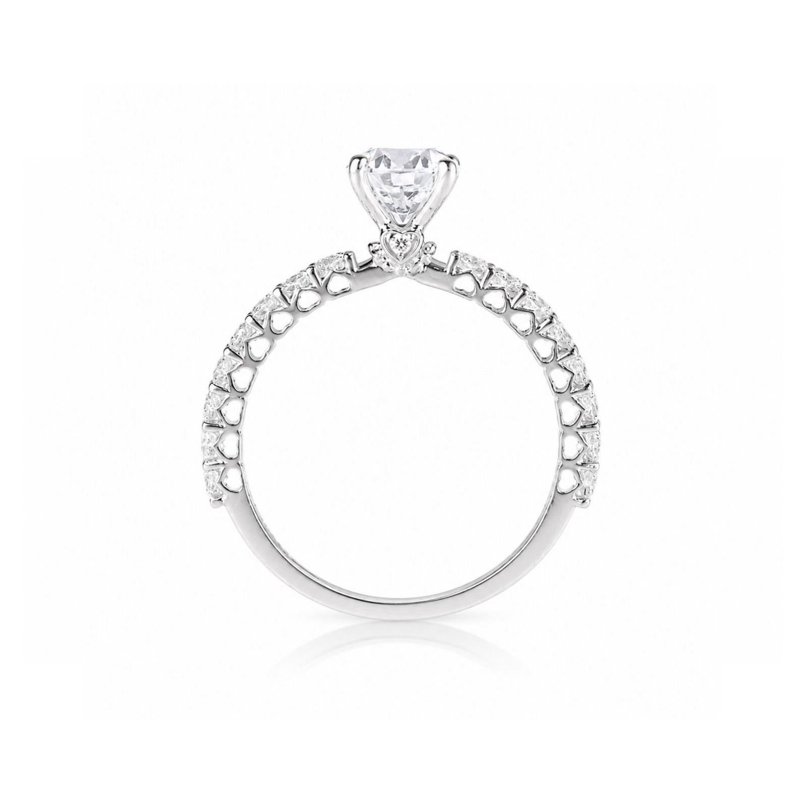 Roman & Co庐 Olythia Heart Pav茅 Solitaire Engagement Ring