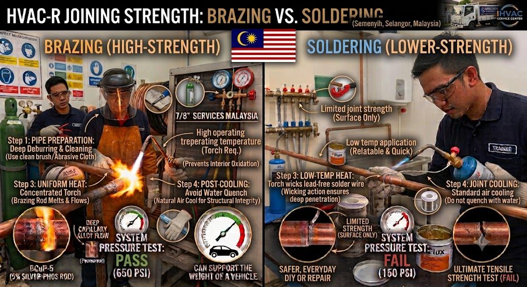 copper HVAC joints brazing vs soldering strength