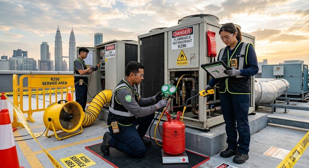 R290 refrigerant top-up and maintenance