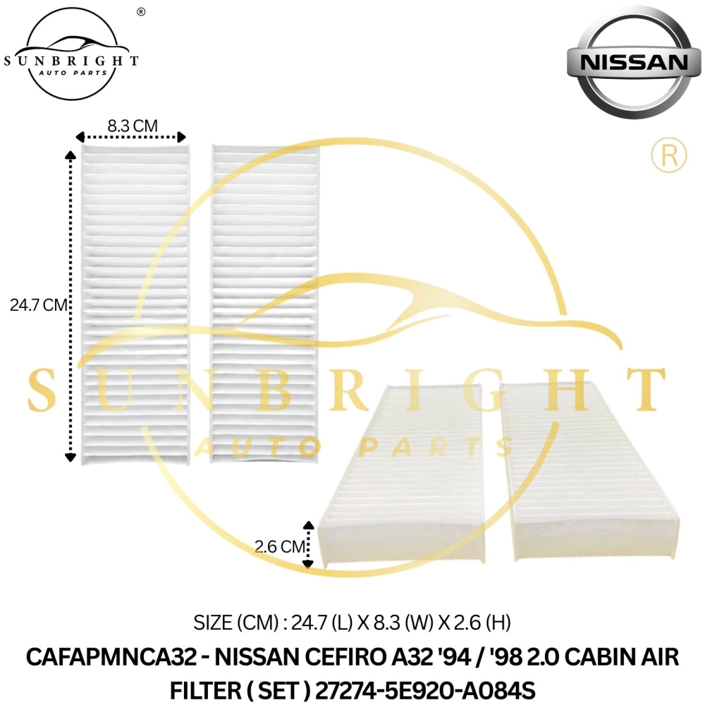 CAFAPMNCA32 - NISSAN CEFIRO A32 '94 / '98 2.0 CABIN AIR FILTER ( SET ) 27274-5E920-A084S