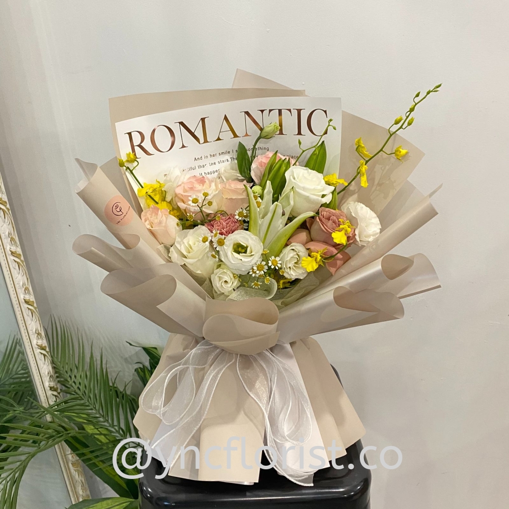 Mix Fresh Flowers with Lily - Nude theme (M)