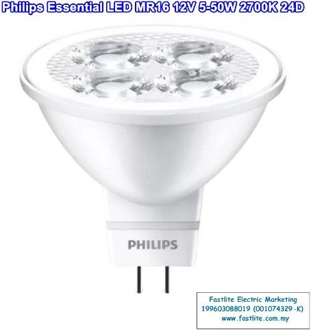 Philips Essential LED 5-50W 2700K MR16 24D