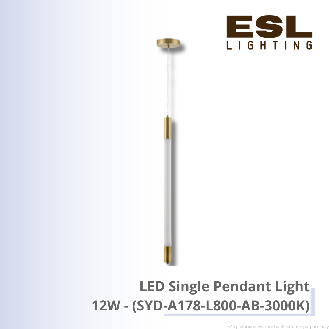LED Single Pendant Light 12W - SYD-A178-L800-AB-3000K