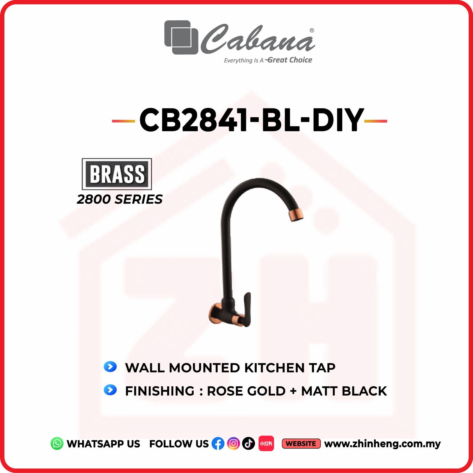 CABANA Pillar Mounted Kitchen Tap CB2841-BL-DIY