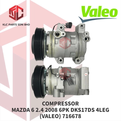 COMPRESSOR MAZDA 6 2.4 2008 DKS17DS 6PK 4LEG 143MM (VALEO) 716678