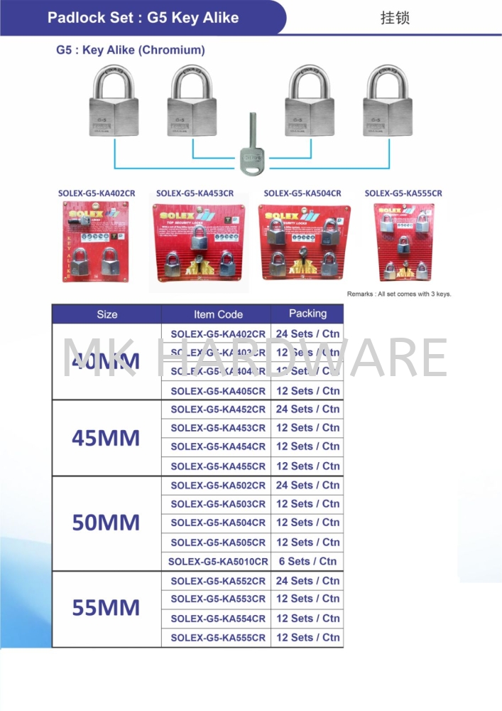 PADLOCK SET G5 KEY ALIKE Selangor, Malaysia, Kuala Lumpur (KL), Puchong ...