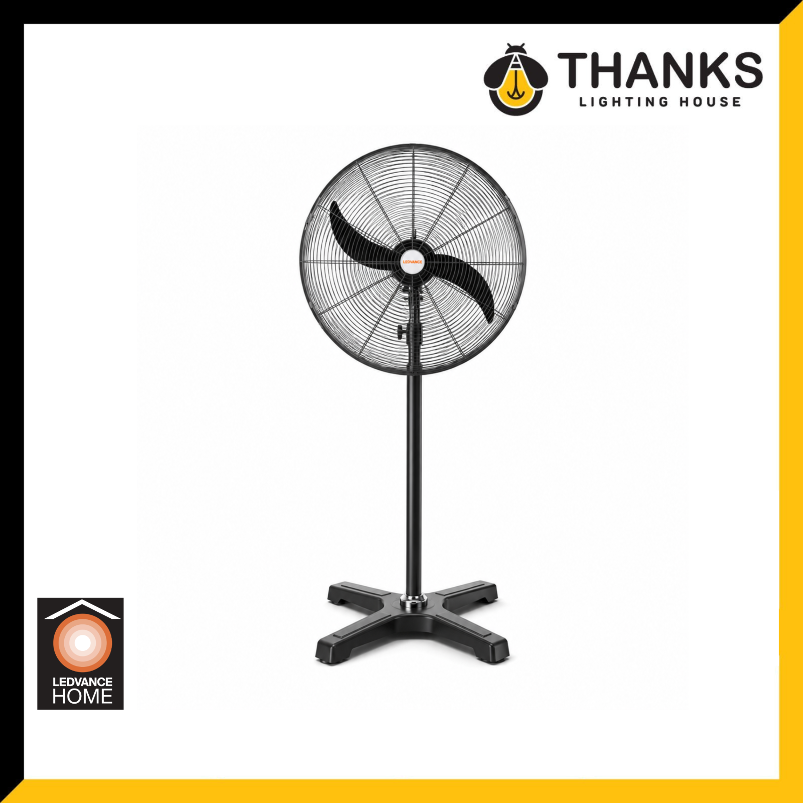 LEDVANCE 26 Inch Heavy Duty Industrial Stand Fan 150W | High Air Delivery 4470 CFM | 3 Speed Metal Floor Fan for Warehouse, Factory & Commercial Use