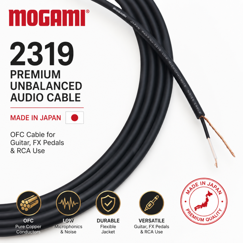 Mogami 2319 Premium Unbalanced Audio Cable – Made in Japan OFC Cable for Guitar, FX Pedals & RCA Use