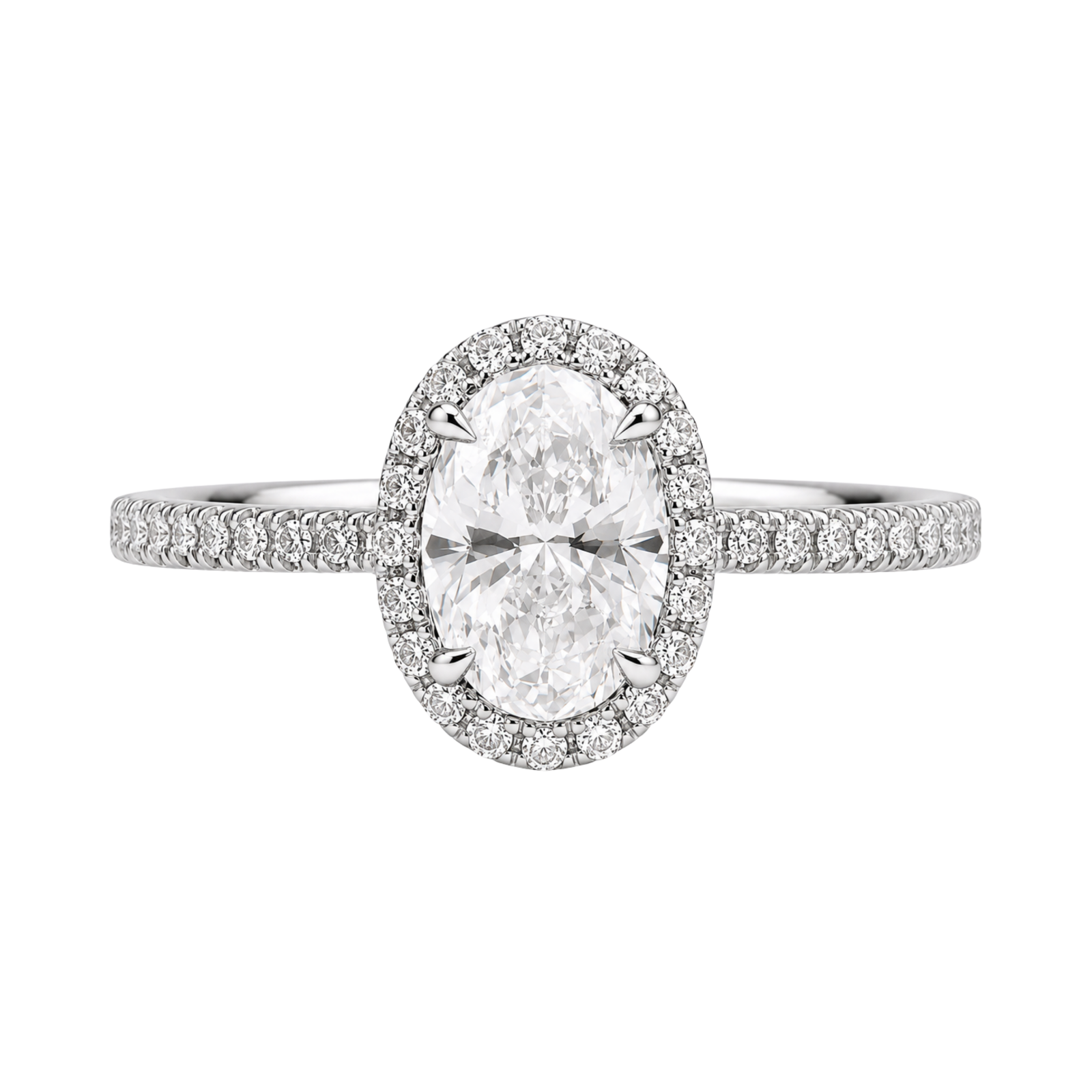 Roman &amp; Co庐 Calyssia Halo Pav茅 Oval Solitaire Engagement Ring