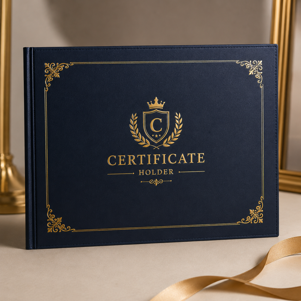 Certificate Holder with Hot Stamping | Premium Custom Award Presentation Holders