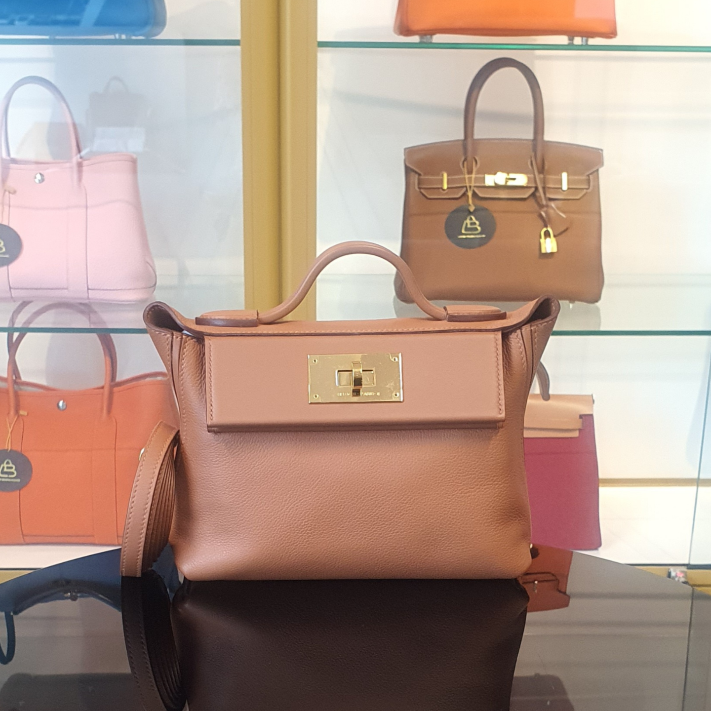 Hermes 2424 Mini Gold Evercolor Gold Hardware Bag