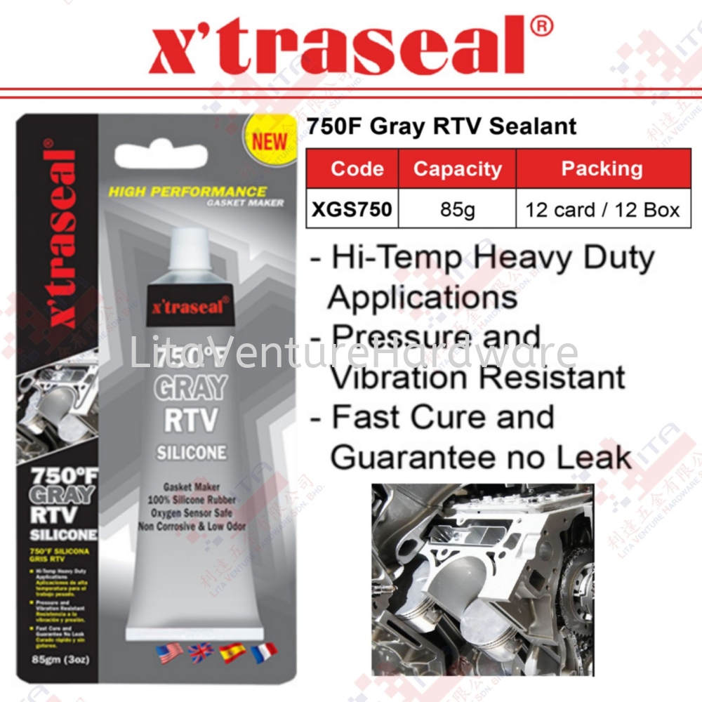 X'REASEAL BRAND 750F GRAY RTV SEALANT - XGS750