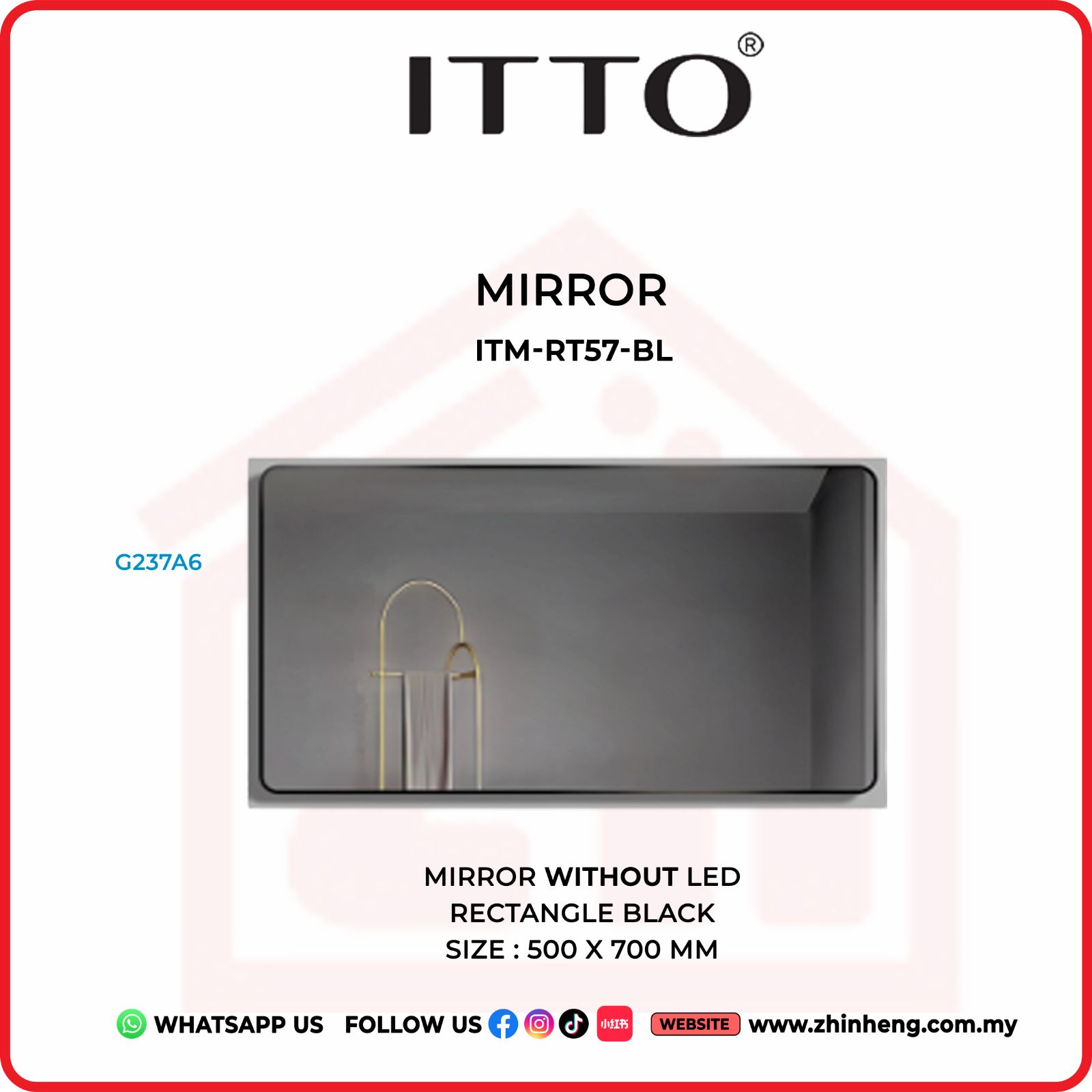 ITTO MIRROR WITHOUT LED ITM-RT57-BL