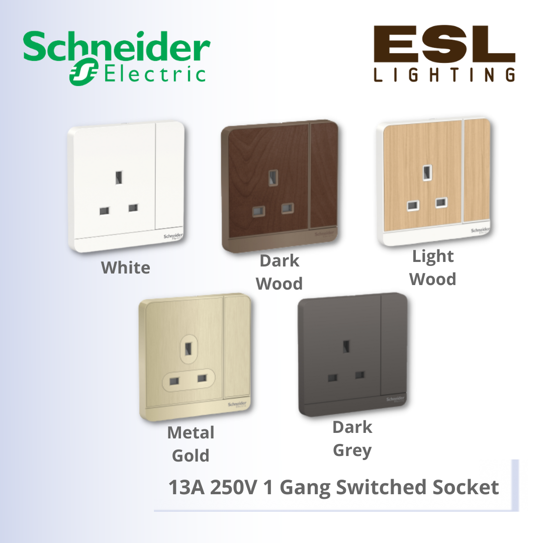 SCHNEIDER AvatarOn 13A 250V 1 Gang Switched Socket - E8315_WE_G11 E8315_WD_G11 E8315_LW_G11 E8315_GH_G11 E8315_DG_G11