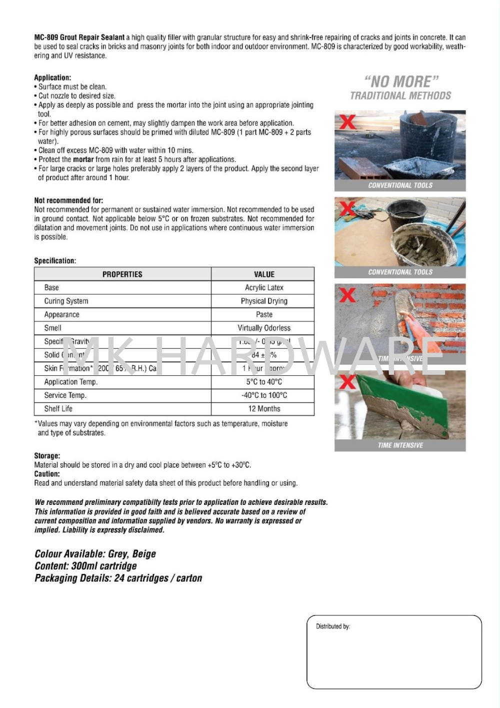 MC 809 GROUT REPAIR SEALANT