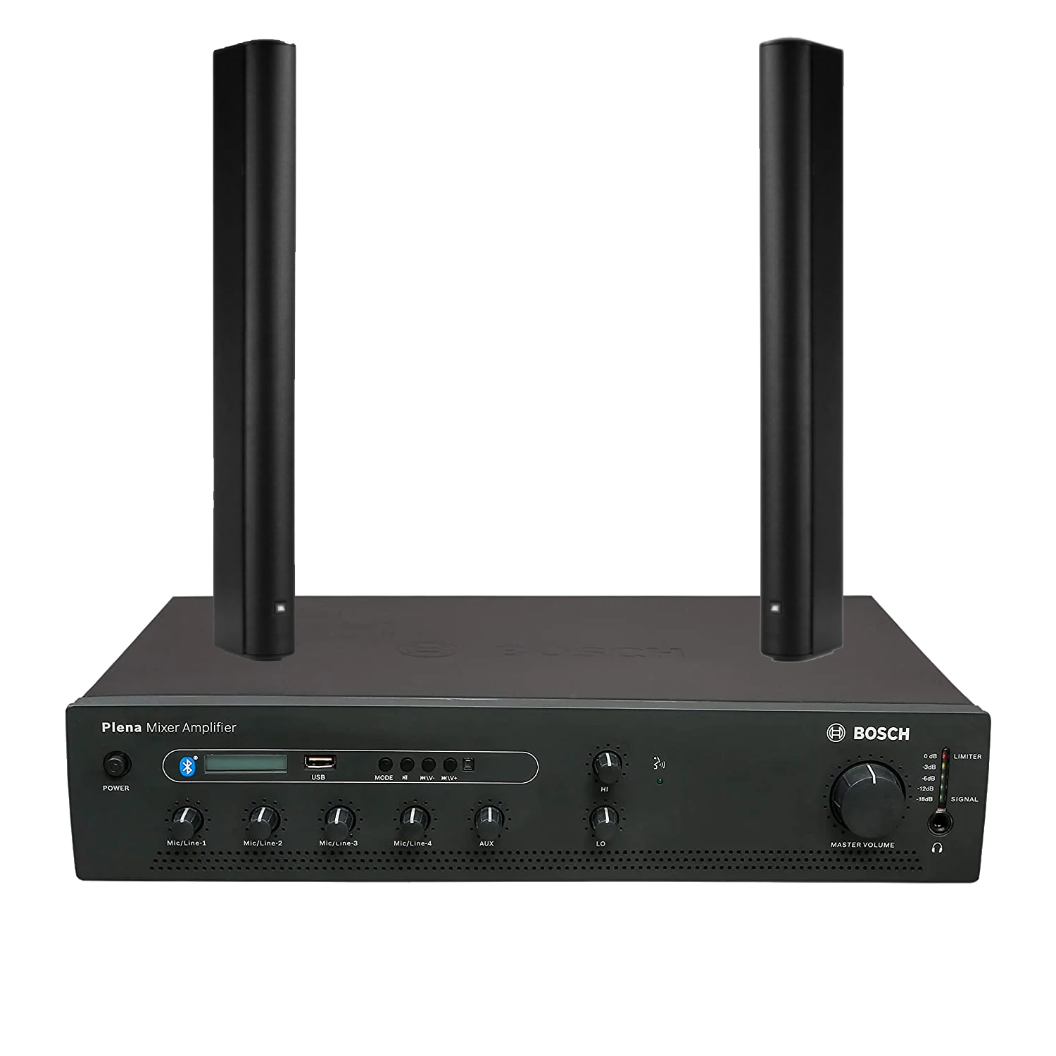 Bosch PA Package with PLE-1MEXXX-3AP 60W/120W/240W Mixing Amplifier & JBL CBT100LA-1 Constant Beamwidth Technology™ Line Array Column Loudspeaker