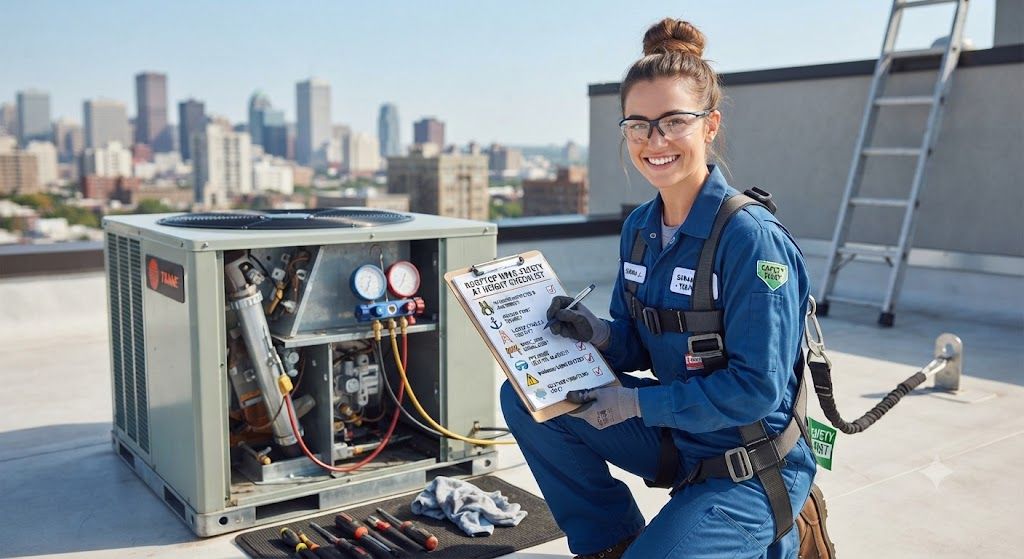 HVAC professional maintenance safety checklist height