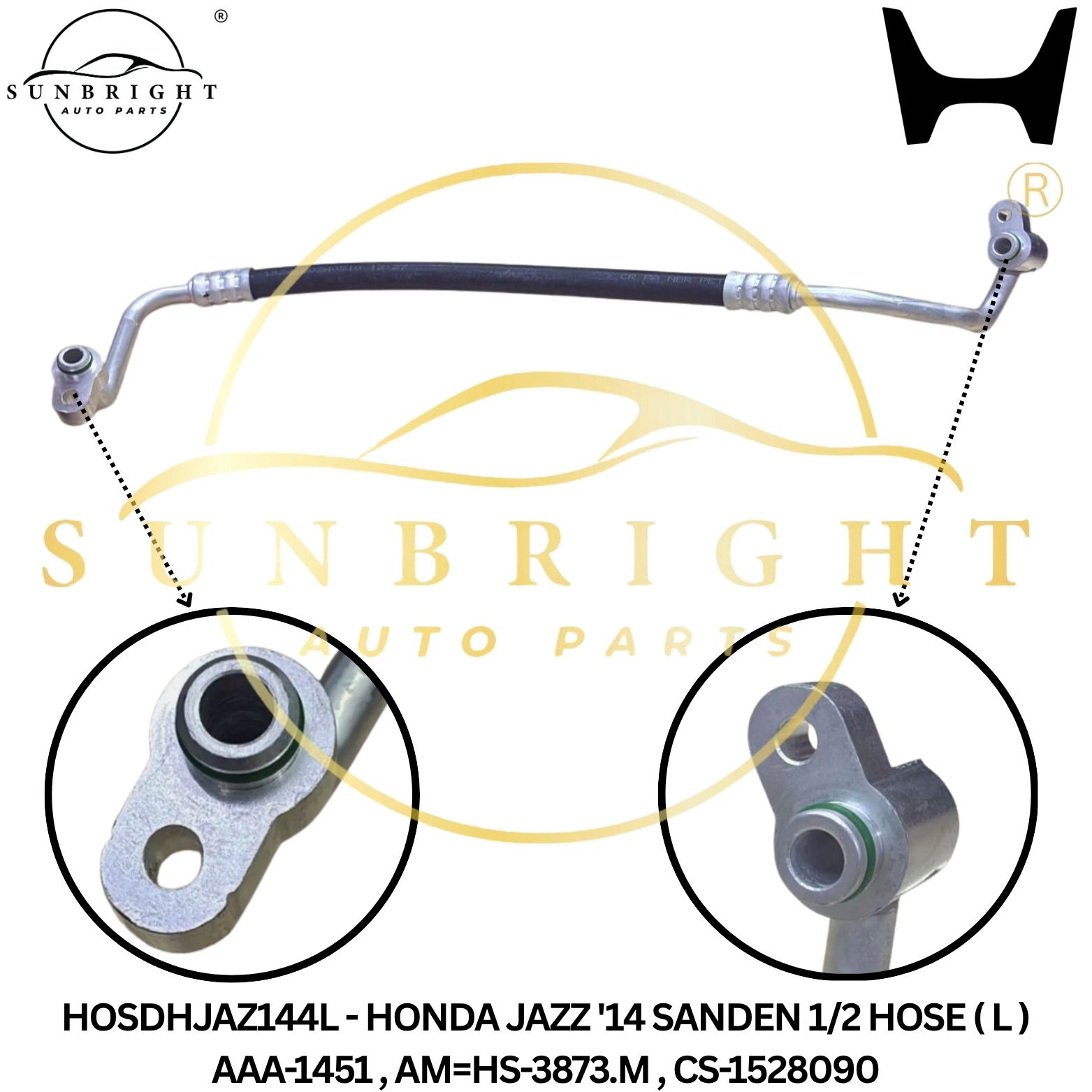 HOSDHJAZ144L - HONDA JAZZ '14 SANDEN 1/2 HOSE ( L ) AAA-1451 , AM=HS-3873.M , CS-1528090