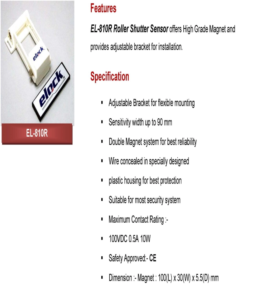 Elock EL-810R Alarm Upper Roller Shutter Magnetic Sensor