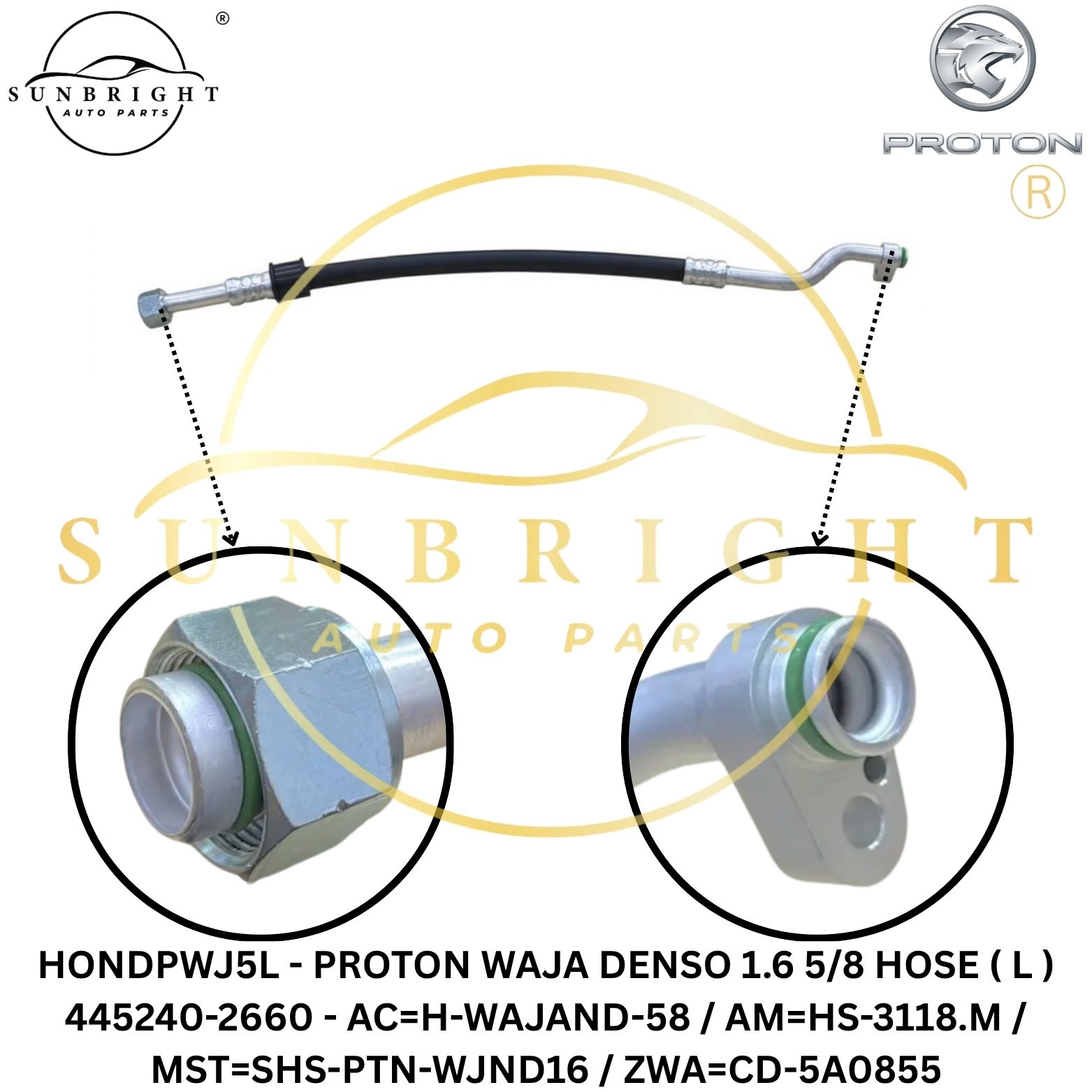 HONDPWJ5L - PROTON WAJA DENSO 1.6 5/8 HOSE ( L ) 445240-2660 - AC=H-WAJAND-58 / AM=HS-3118.M / MST=SHS-PTN-WJND16 / ZWA=CD-5A0855