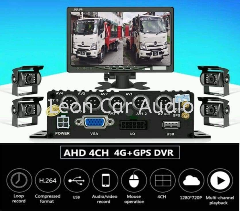 Leon Mitsubishi fuso lorry truck vehicles 4CH 1080P AHD 4G Mobile DVR Camera CCTV Realtime Video Recorder Remote 