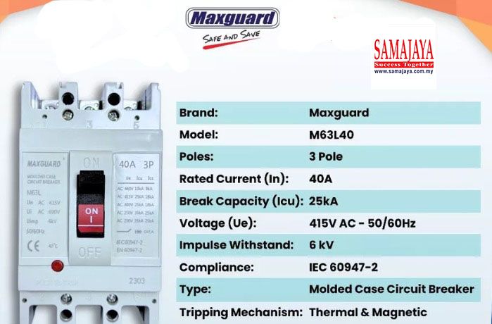 Maxguard 40A 3 Pole MCCB