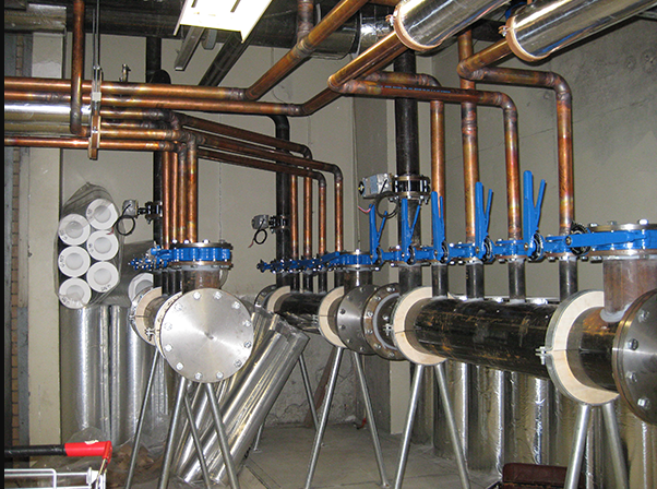 chiller header pipe network installation
