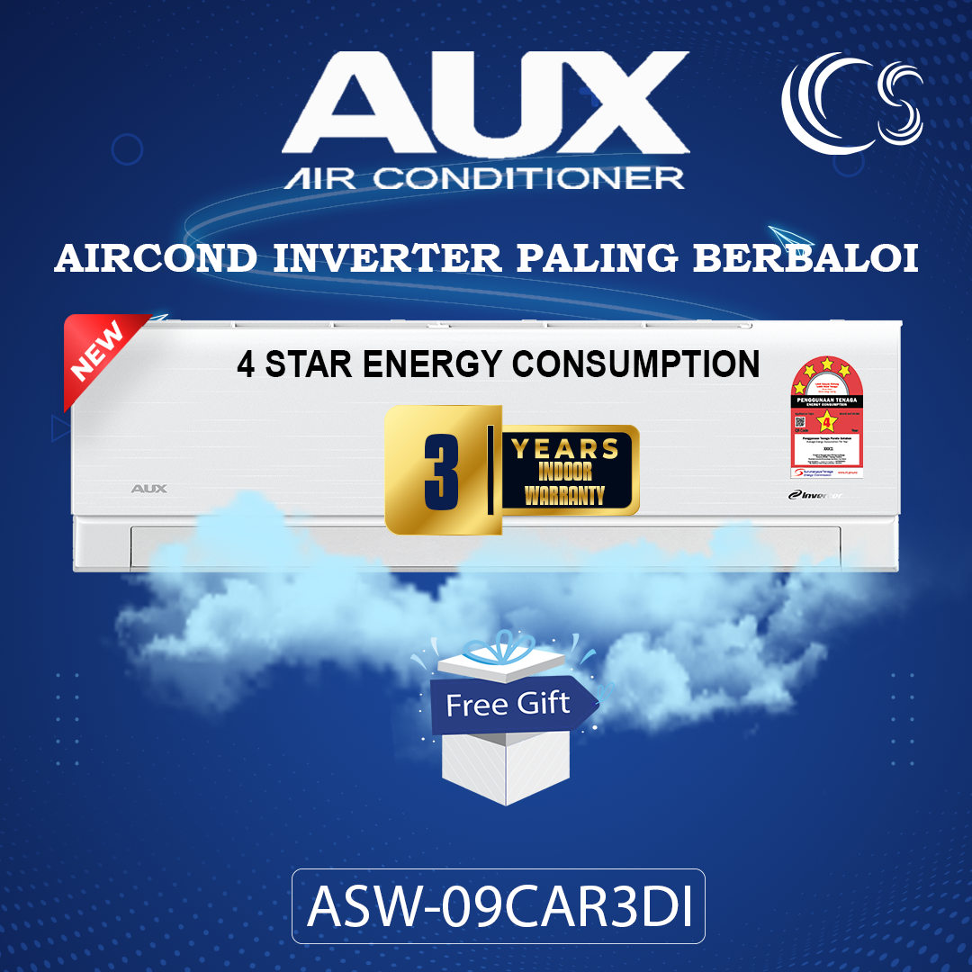 [SAVE 4.0] AUX Aircond and Ceiling Cassette Fast Cooling DC Inverter R32 Type ASW-09CAR3D 1HP / ASW-12CAR3D 1.5hp  / ASW-18CAR3D 2hp / ASW-24CAR3D 2.5hp / ALCA-C18/4DR3YAB / ALCA-C24/4DR3YAB / ALCA-C30/4DR3YAB