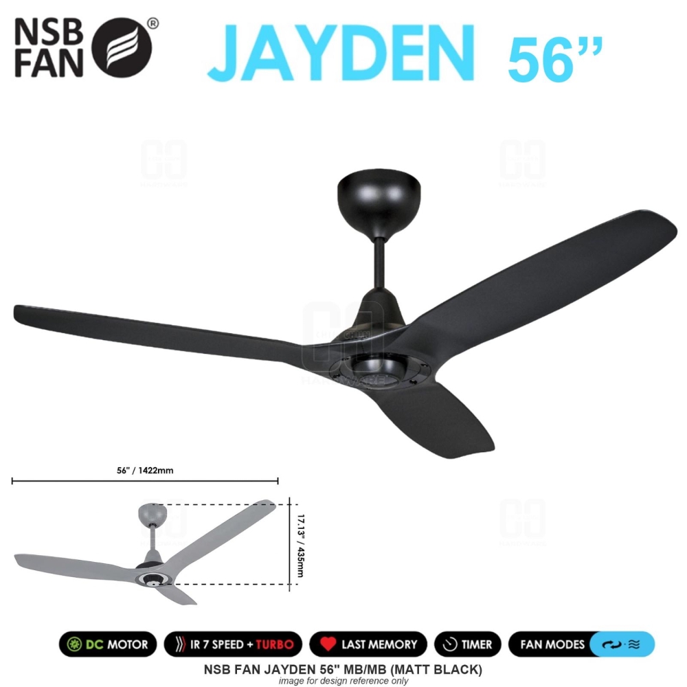 NSB FAN JAYDEN 56" MB/MB MATT BLACK