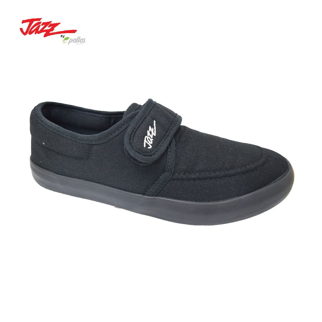 VELCRO STRAP BLACK SCHOOL SHOE (204/306-038-BK)(AR.NN/AN.MN)