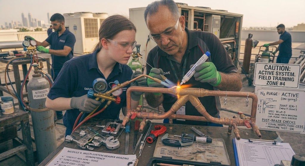 copper joint brazing refrigeration installation skills