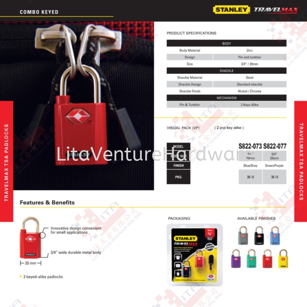 STANLEY BRAND LUGGAGE LOCK NUMBER LOCK