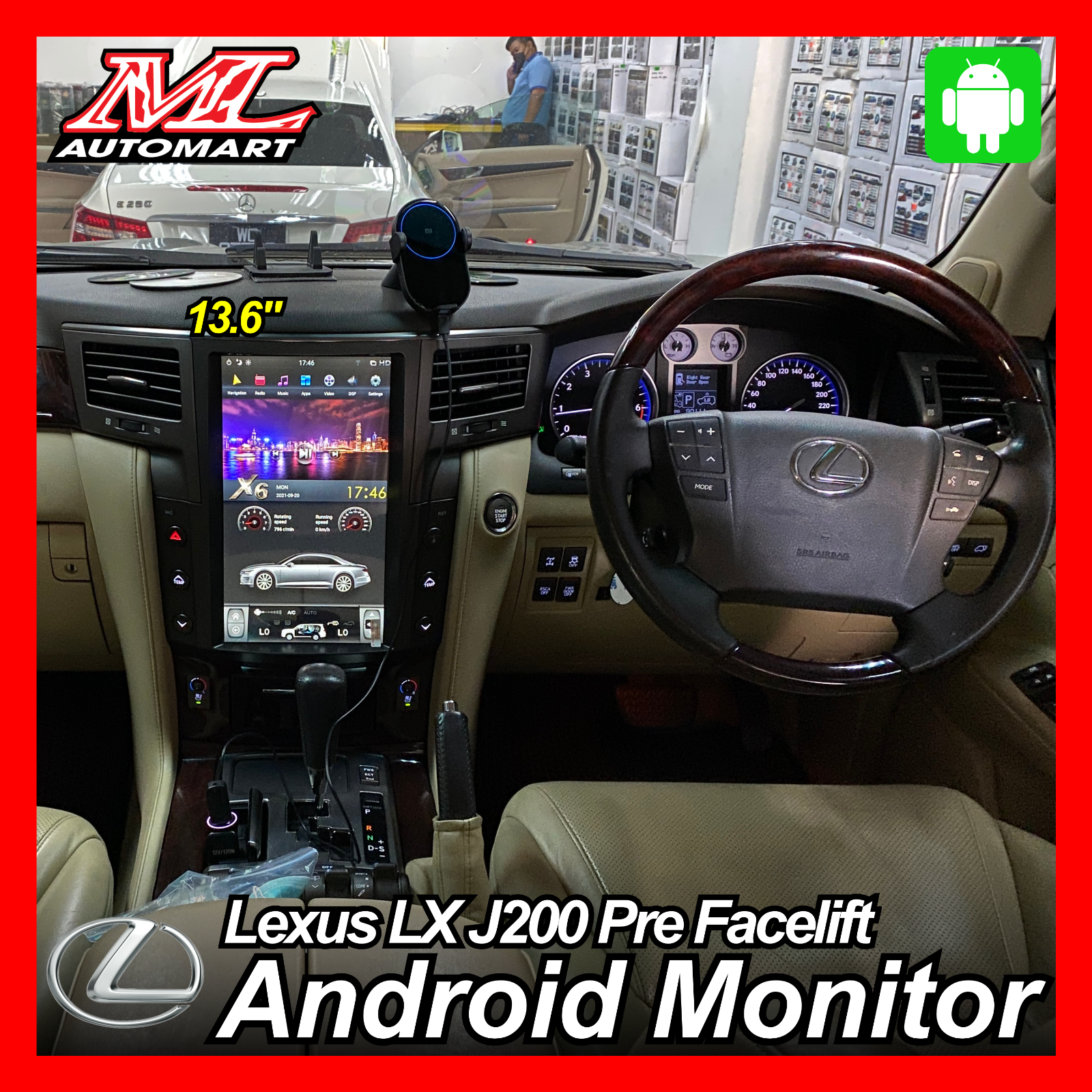 Lexus LX J200 Pre Facelift Android Monitor (13.6" Vertical Screen)